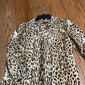J. CREW Women’s Leopard Print Button Down Blouse with Tie